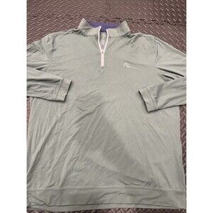 Rhoback 1/4 Zip Pullover Mens Large Green Golf Performance Stretch Casual Preppy